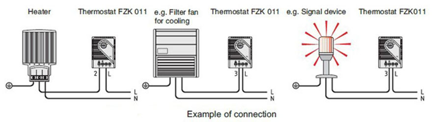FZK 011 Mechanical Thermostat Cabinet Thermostat Enclosure Thermostat Connection & Drawing 1