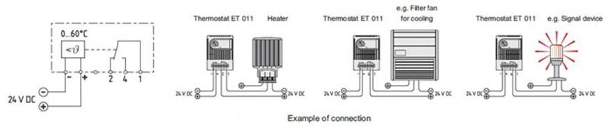 ET 011 Electronic Thermostat Cabinet Thermostat Enclosure Thermsotat Connection & Drawing 2